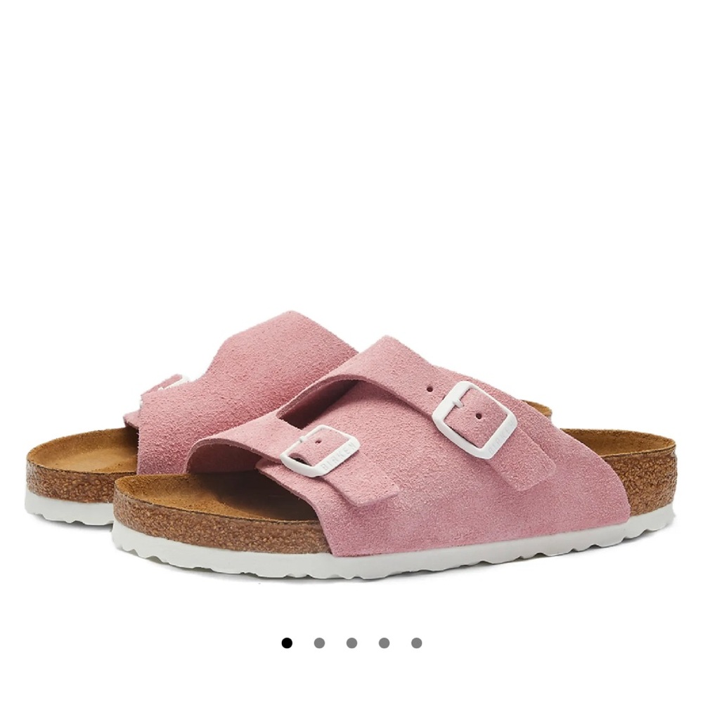 Birkenstock Pink Sandals with Cork Footbed and Adjustable Strap